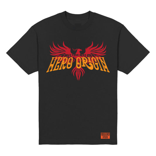 Hero Origin Full Phoenix Black T-Shirt Front