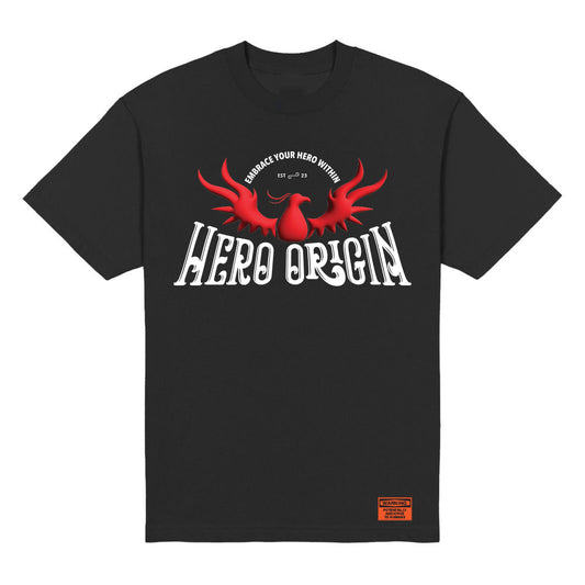 Hero Origin Half Phoenix Black T-Shirt Front