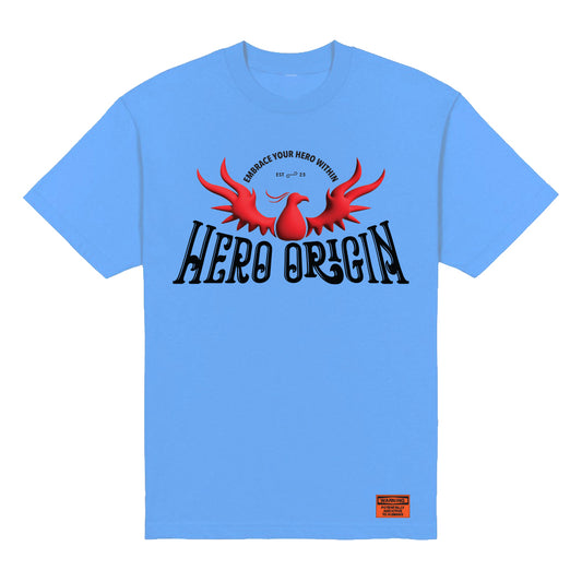 Hero Origin Half Phoenix Sky-Blue T-Shirt Front